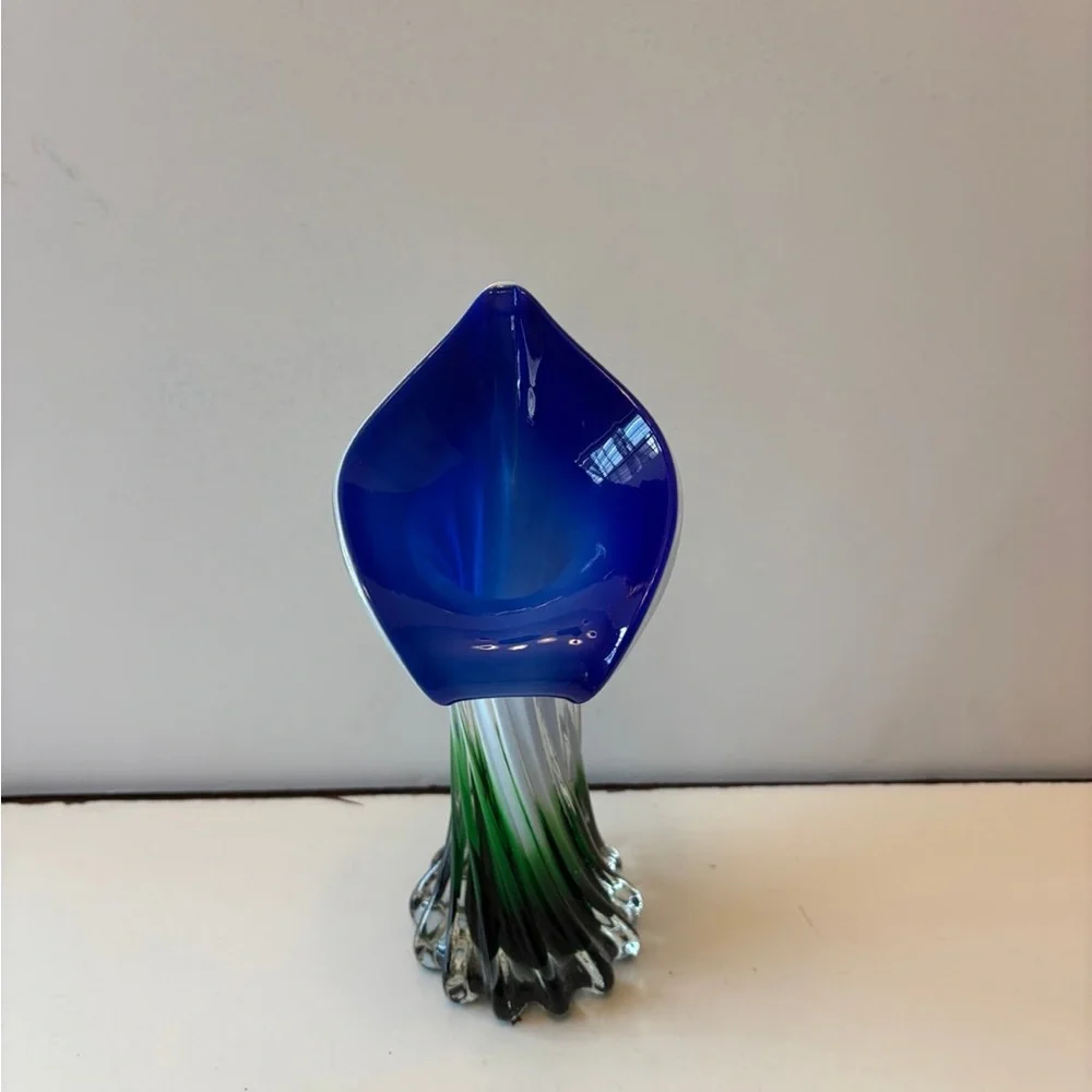 Vintage Jack in the Pulpit Calla lily vase, Murano Glass style 8”